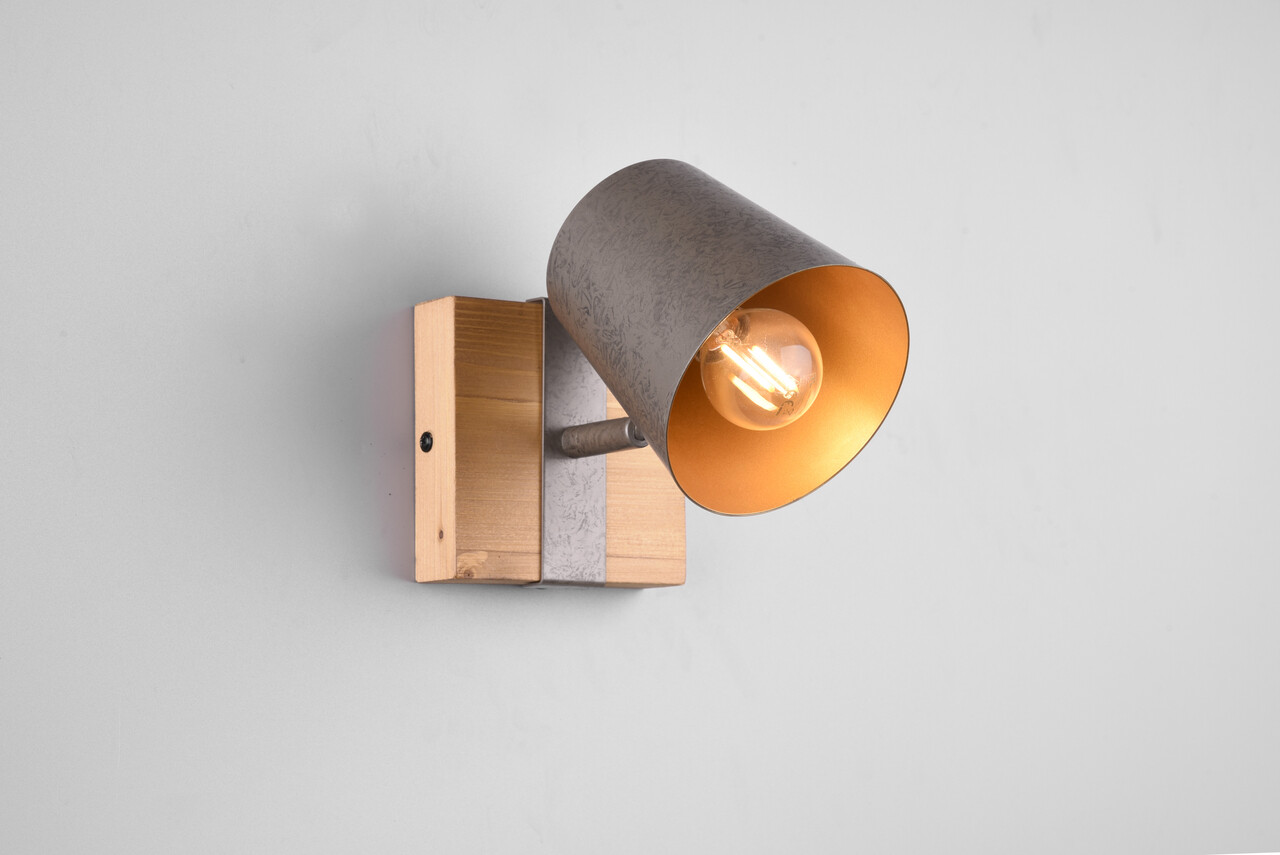 Aplica de perete Bell, TRIO, 11x11 cm, 25W, 1x E14, metal, gri/natur - imagine 6